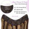 Smartinnov Clip in Hair Extensions Real Human Hair, One Hairpiece Balayage Chocolate Brown to Honey Blonde 80G 16Inch V Shape Ombre Highlight Clip Hair Extensions 3/4 Full Head Balayage Clip On Hair view 4