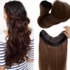 Ombre Clip in Hair Extensions Real Human Hair Black Fading to Chestnut Brown Clip in 3/4 Full Head with 5 Secure Clips 80G 16" Ombre Brown OnePiece Clip in Hair Extension V Shape Clip On Hair for Women view 1