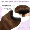 Ombre Clip in Hair Extensions Real Human Hair Black Fading to Chestnut Brown Clip in 3/4 Full Head with 5 Secure Clips 80G 16" Ombre Brown OnePiece Clip in Hair Extension V Shape Clip On Hair for Women view 3