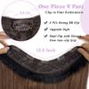 Ombre Clip in Hair Extensions Real Human Hair Black Fading to Chestnut Brown Clip in 3/4 Full Head with 5 Secure Clips 80G 16" Ombre Brown OnePiece Clip in Hair Extension V Shape Clip On Hair for Women view 4