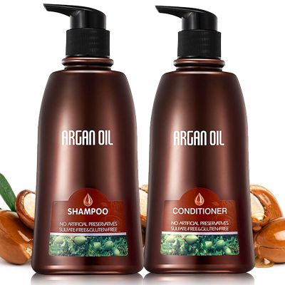 2 Pack Natural Organic Sulfate Free Moroccan Argan Oil Shampoo and Conditioner Sets - Color Safe Treatment, UV Protection, Intense Moisturizing Smooth For Dry, Damaged, Frizzy Hair,350ML*2