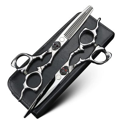 Hair Cutting Scissors, 6 Inch Skull Handle Hair Scissors Japanese 440C Steel Cutting Scissors And Thinning Scissors (Color : Set)