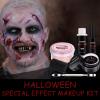 BOBISUKA 6 Piece Halloween SFX Special Effects Makeup Kit - Fake Blood Gel + Clear Liquid Latex + Black Tooth Paint + Modeling Scar Wax with Spatula Tool and Black Stipple Sponge All in One view 2