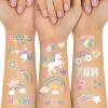 Waterproof Temporary Tattoos - 118pcs Groovy Fake Tattoo for Kids Birthday Party Supplies, Star Unicorn Smiley Rainbow Flower Candy Crown Arts and Crafts for Boys or Girls 6 7 8 9 10 11 12 years old view 1