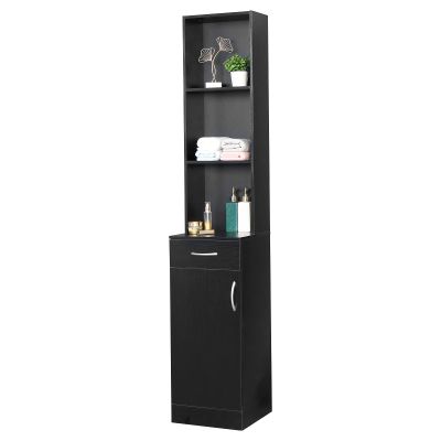 Barber Salon Station for Hair Stylist, Wall Mount Hair Station, Salon Barber Storage Cabinet, Space-saving Salon Cabinets, Salon Beauty Equipment with Lockable Drawer & Storage Cabinet (Black)