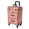 CNCEST Rolling Makeup Cosmetic Case,Nail Embroidery and Hair Storage Case Polish Organizer Professional Makeup Trolley for Studio or Travelling Nail Technician Artists Cosmetologist Stylist (Gold) view 4