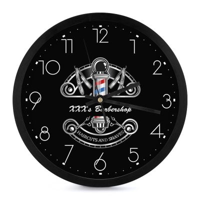 MLIANCEN Custom Barbershop Wall Clock Add Your Text Personalized Barber Salon Haircut 10 Inch Clock Customized Beauty Salon Wall Clock Decor Gift for Hairdressers, Barbers, Hair Stylists