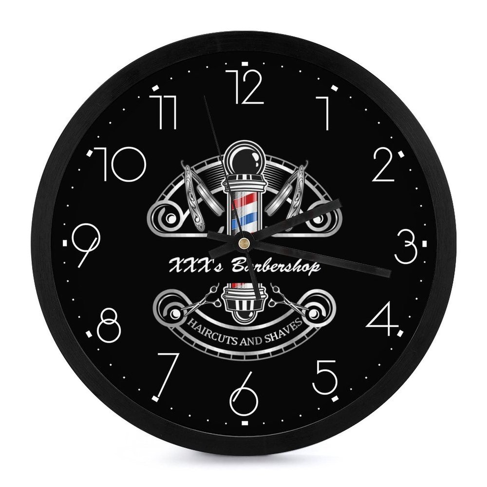 MLIANCEN Custom Barbershop Wall Clock Add Your Text Personalized Barber Salon Haircut 10 Inch Clock Customized Beauty Salon Wall Clock Decor Gift for Hairdressers, Barbers, Hair Stylists