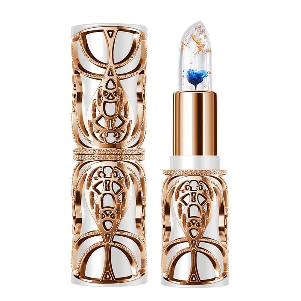 SWETIYOU Crystal Flower PH Lip Balm Color Changing Magic Lipstick Jelly Luxury Long Lasting Nutritious Gloss Clear pintalabios magicos, Blue Flower