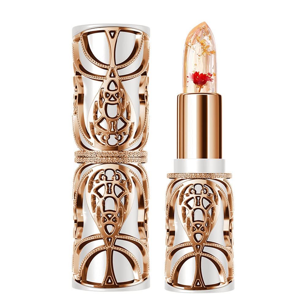 SWETIYOU Crystal Flower PH Lip Balm Color Changing Magic Lipstick Jelly Luxury Long Lasting Nutritious Gloss Clear pintalabios magicos, Red Flower