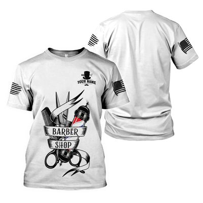 AOVL Personalized Name Barber Shirts Barber Shirt 3D for Men Custom Barber Shirt for Men Women Barber Shop Shirt Gift Barber (Barber 1)
