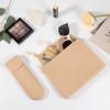 MUUPEG Silicone Makeup Bag with Brush Bag, Travel Toiletry Bag for Women, Fashion Make Up Bag with Removable Strap, Small Cosmetic Pouch for Beauty Tool, Magnetic Closure Flap Design (Khaki) view 2