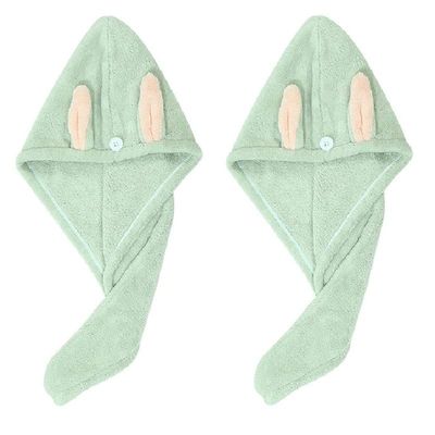 Microfiber Hair Towel Wrap for Women,Kids Cute Plush Ears Hair Towels for Wet Hair,Super Absorbent Quick Dry Hair Turban 2PC