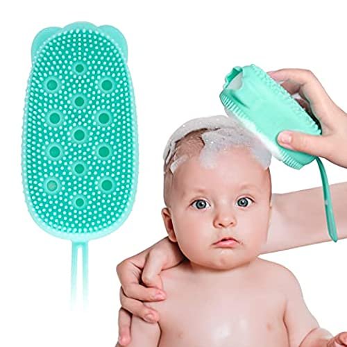 Soft Silicone Bath Brush/Double Sided Foaming Shower Sponge/Cleaning Body Massage Scrub Gloves for Kids/Baby Bath Tools 14 x 7.5 x 5 Multicolor Pack of 6
