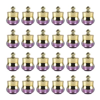 LXLK 48 Pcs 5ml/5g Gold Crown Cream Container Empty Refillable Plastic Cosmetic Jars Purple Sample Containers Pot for Lotion Lip Balm Eye Shadow Nails Powder Paint Jewelry Earrings