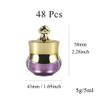 LXLK 48 Pcs 5ml/5g Gold Crown Cream Container Empty Refillable Plastic Cosmetic Jars Purple Sample Containers Pot for Lotion Lip Balm Eye Shadow Nails Powder Paint Jewelry Earrings view 3