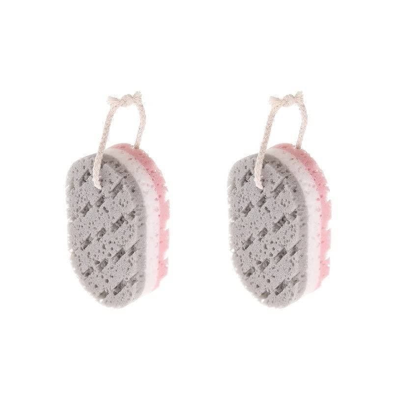 1/2/3Pcs Three-Layer Bath Foaming Sponge Adult Children Soft Durable Exfoliating Massage Body Cleaning Bathroom Accessories (Color : 2pcs gray)