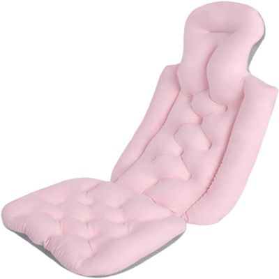 Full Body Bath Cushion, Bath Cushion for Tub, Filling Ergonomic Spa Bath Pillow, 3 Mesh Layers for Great Back Support (Pink)
