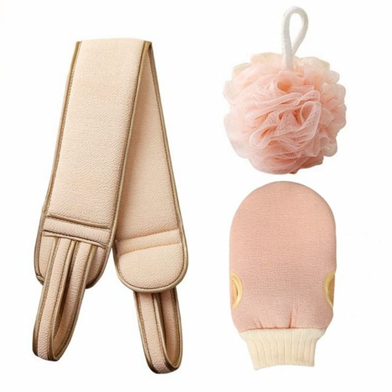 3Pcs Body Cleaning Washcloth Soft Brush Home Hotel Bathroom Shower Ball Back Scrubber Belt Exfoliating Skin Towel Bath Gloves (Color : EN1013-1)