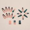 FRUJCDKI Long Press on Nails Square French Fake Nails Full Cover Luxury Dark Green rhinestone French Acrylic False Nails for Women and Girls 24PCS view 3
