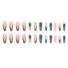 FRUJCDKI Long Press on Nails Square French Fake Nails Full Cover Luxury Dark Green rhinestone French Acrylic False Nails for Women and Girls 24PCS view 4