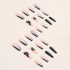 FRUJCDKI Long Press On Nails Square French Fake Nails Full Cover Luxury Black Flower Snake Diamond French Acrylic False Nails for Women and Girls 24PCS view 2