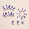 FRUJCDKI Long Press on Nails Square French Fake Nails Full Cover Luxury Blue Rhinestone French Acrylic False Nails for Women and Girls 24PCS view 3