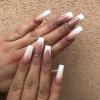 FRUJCDKI Long Press on Nails Square French Fake Nails Full Cover Luxury Nude Gradient Rhinestone French Acrylic False Nails for Women and Girls 24PCS view 1