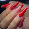 FRUJCDKI Long Press On Nails Square French Fake Nails Full Cover Red French Acrylic False Nails for Women and Girls 24PCS view 1