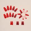 FRUJCDKI Long Press On Nails Square French Fake Nails Full Cover Red French Acrylic False Nails for Women and Girls 24PCS view 3