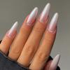 FRUJCDKI Long Press on Nails French Fake Nails Full Cover Hailey Same Rhinestone Pearl Acrylic False Nails for Women and Girls 24PCS view 1