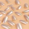 FRUJCDKI Long Press on Nails French Fake Nails Full Cover Hailey Same Rhinestone Pearl Acrylic False Nails for Women and Girls 24PCS view 2