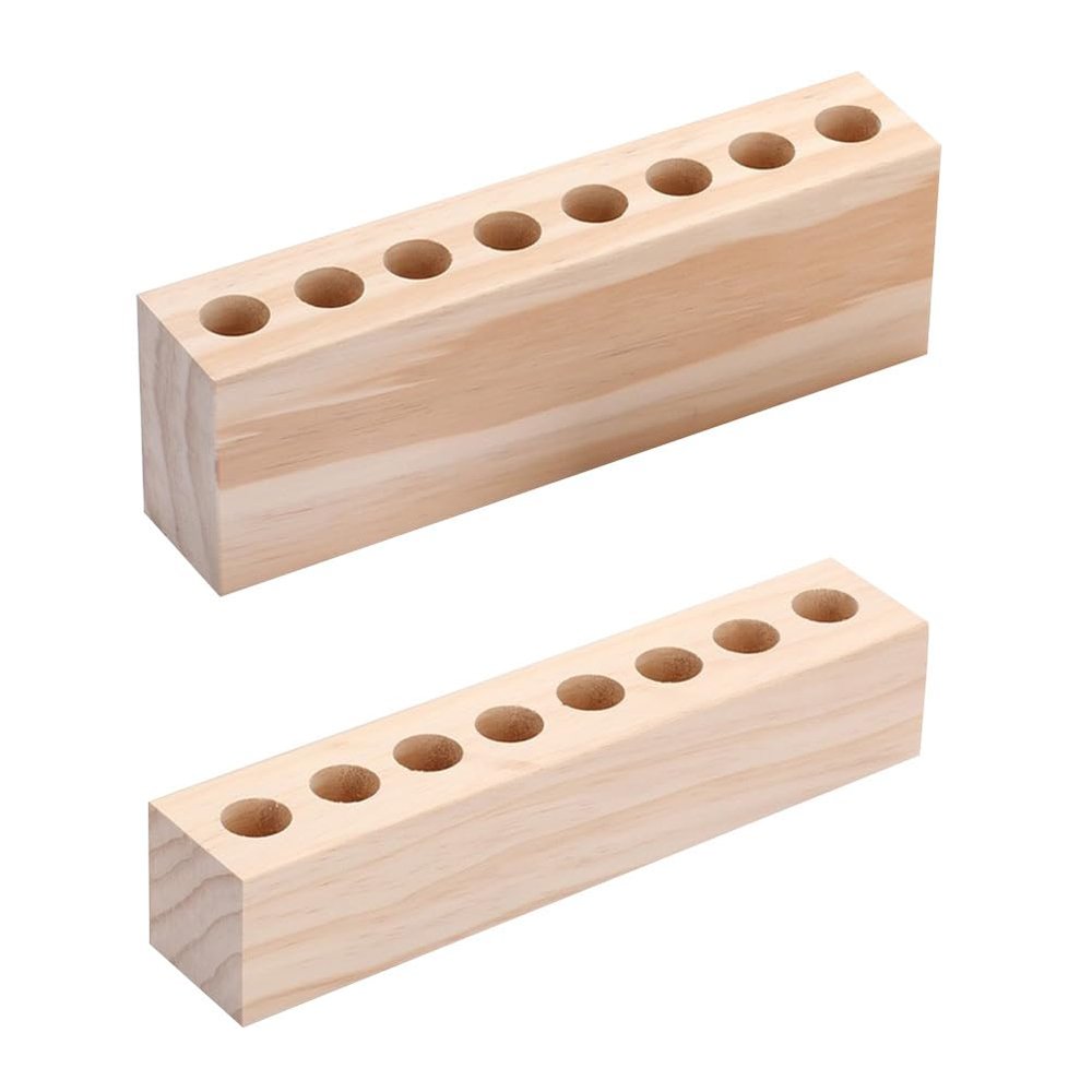 Alipis 2Pcs Wooden Lipstick Display Rack and Eyebrow Pencil Organizer - Compact Cosmetic Storage for Home Vanity Makeup Brushes Holder