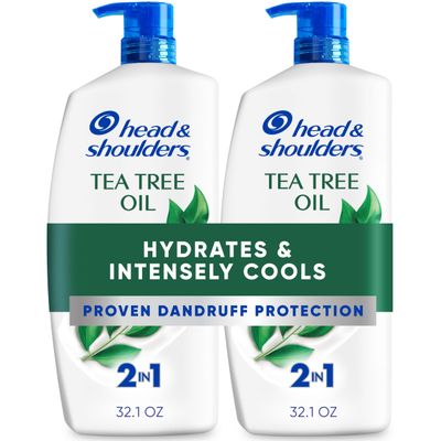 Head & Shoulders Anti-Dandruff Shampoo and Conditioner, Tea Tree Oil 2-in-1 Twin Pack, 1% Pyrithione Zinc, Tea Tree Shampoo with Cooling, Refreshed Scalp, 32.1 fl oz Each