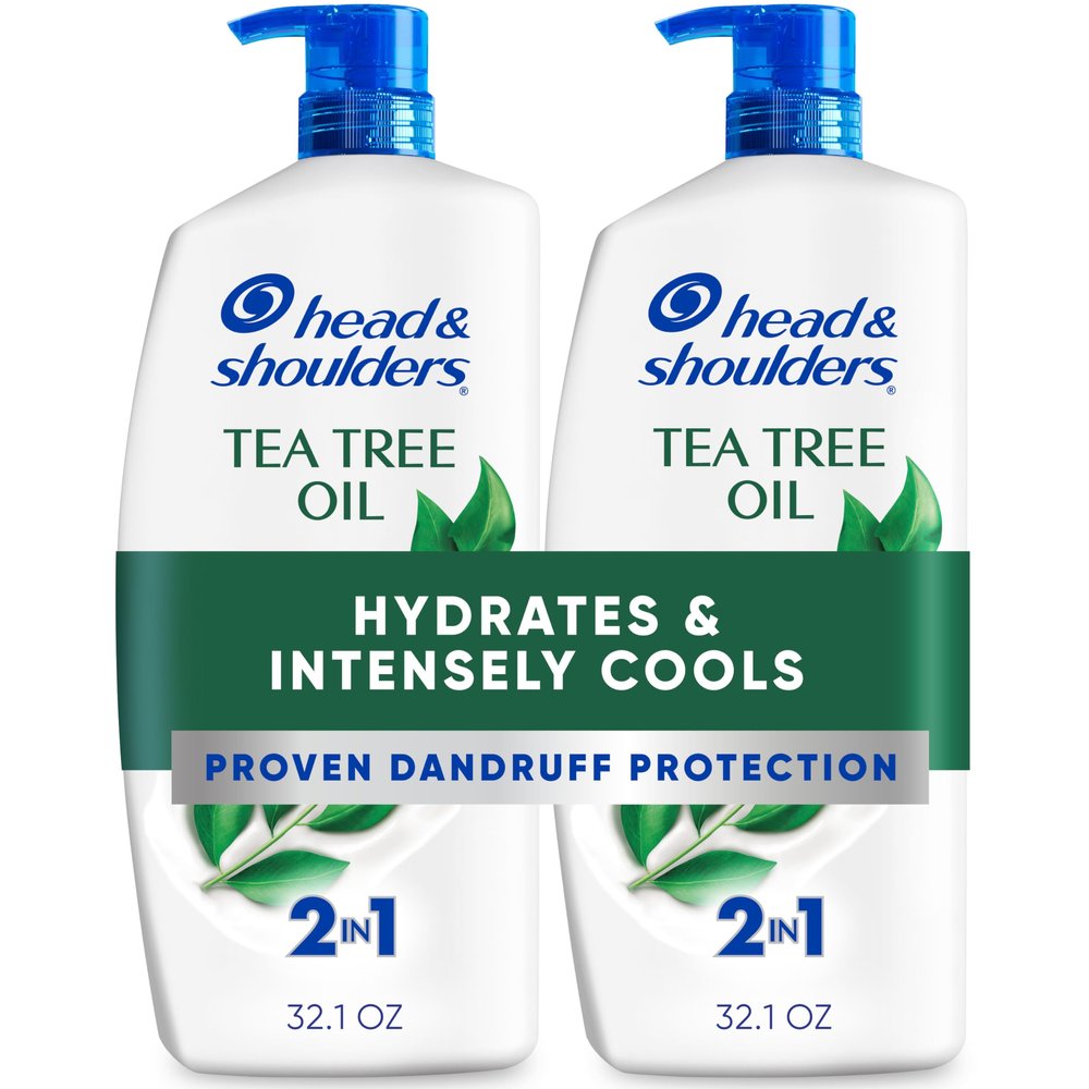 Head & Shoulders Anti-Dandruff Shampoo and Conditioner, Tea Tree Oil 2-in-1 Twin Pack, 1% Pyrithione Zinc, Tea Tree Shampoo with Cooling, Refreshed Scalp, 32.1 fl oz Each