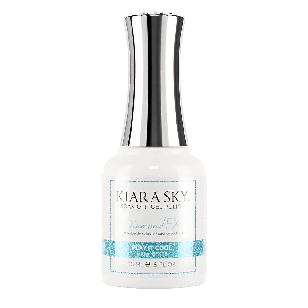 KIARA SKY Gel Polish DiamondFX Reflective Glitter Soak Off with Sparkle Diamond dust effect 0.5 fl oz, Play It Cool (blue)