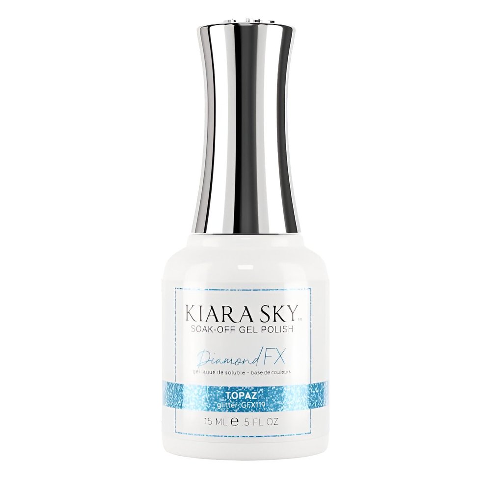 KIARA SKY Gel Polish DiamondFX Reflective Glitter Soak Off with Sparkle Diamond dust effect 0.5 fl oz, Topaz (teal blue)