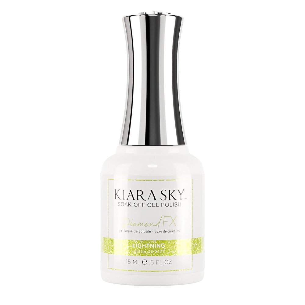 KIARA SKY Gel Polish DiamondFX Reflective Glitter Soak Off with Sparkle Diamond dust effect 0.5 fl oz, Lightning (neon)