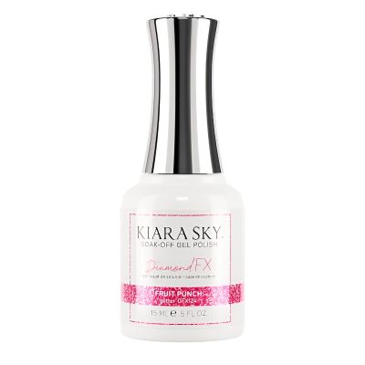 KIARA SKY Gel Polish DiamondFX Reflective Glitter Soak Off with Sparkle Diamond dust effect 0.5 fl oz, Fruit Punch (red pink)