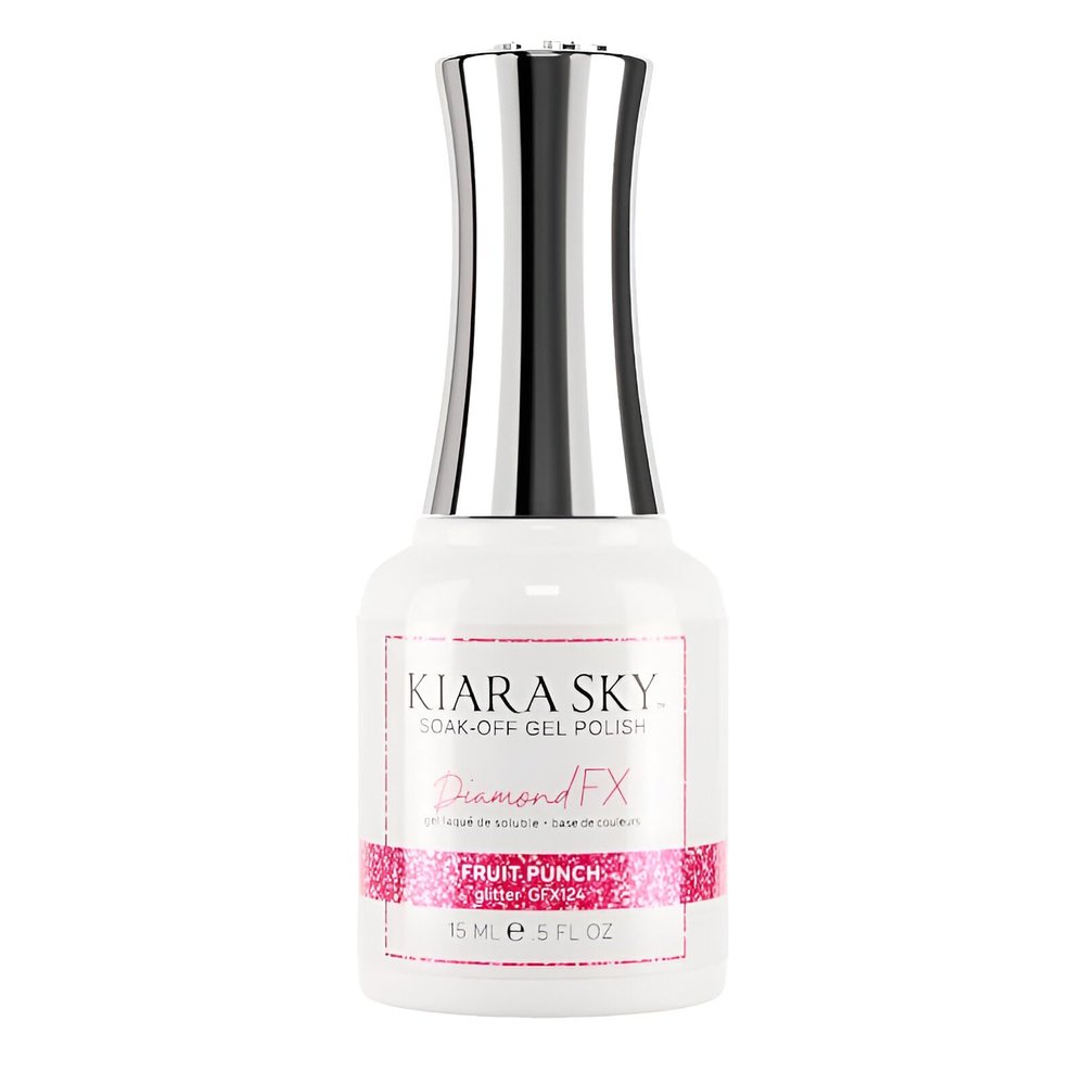KIARA SKY Gel Polish DiamondFX Reflective Glitter Soak Off with Sparkle Diamond dust effect 0.5 fl oz, Fruit Punch (red pink)
