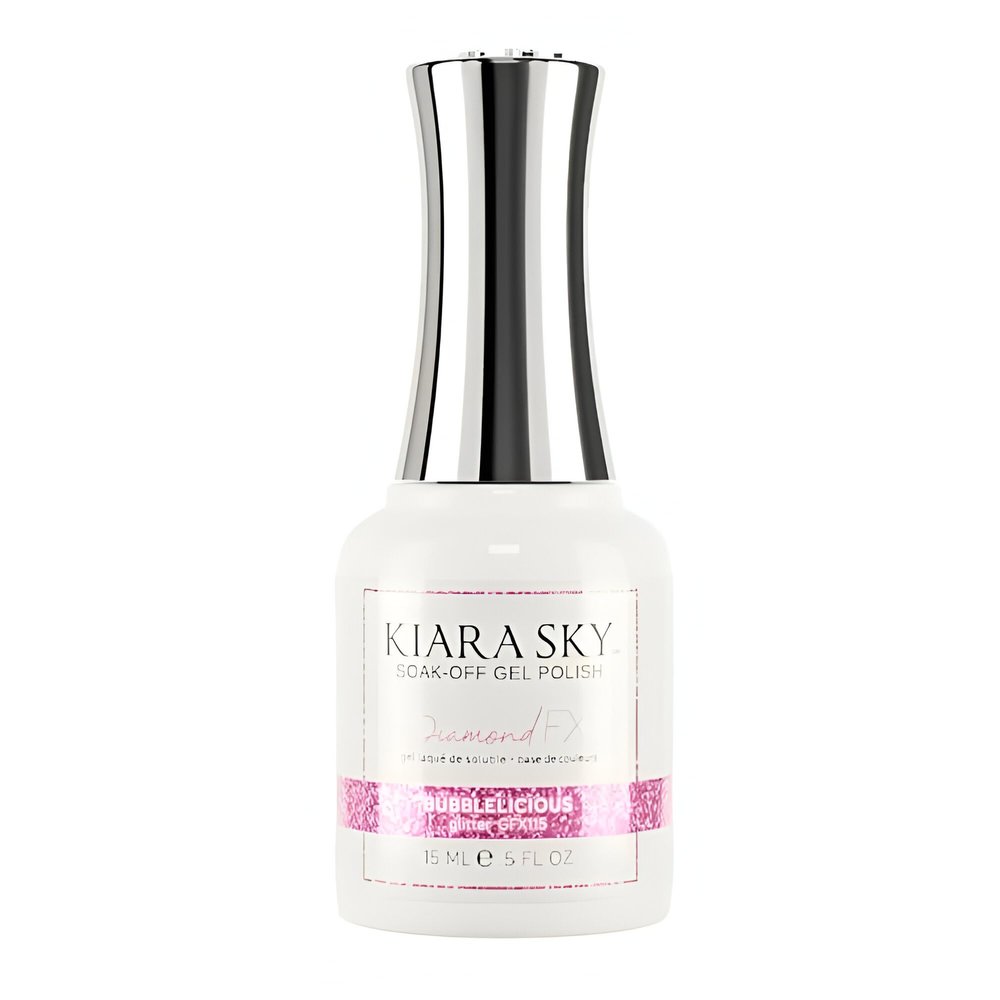 KIARA SKY Gel Polish DiamondFX Reflective Glitter Soak Off with Sparkle Diamond dust effect 0.5 fl oz, Bubblelicious (pink)