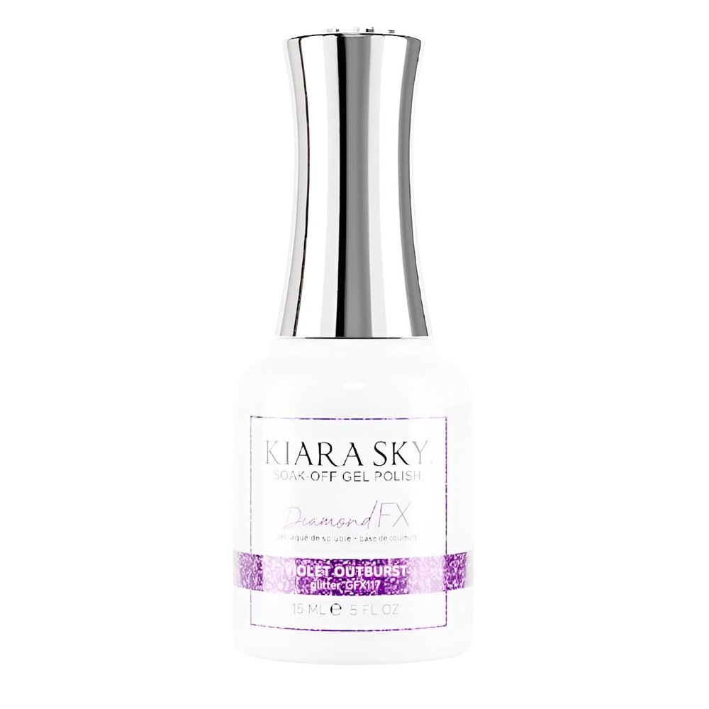 KIARA SKY Gel Polish DiamondFX Reflective Glitter Soak Off with Sparkle Diamond dust effect 0.5 fl oz, Violet Outburst