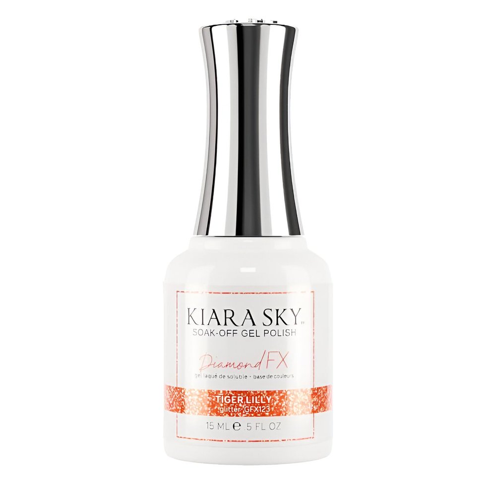KIARA SKY Gel Polish DiamondFX Reflective Glitter Soak Off with Sparkle Diamond dust effect 0.5 fl oz, Tiger Lilly (orange)