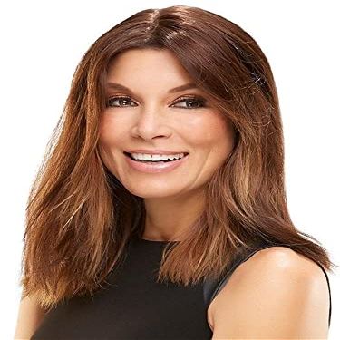 Easihair EasiPart HD 18" Length Topper Color 24B18S8 Shaded Mocha- Heat Friendly Hairpiece Synthetic Clip In 1 Piece Volumizer Monofilament 2.75x5 Base Bundle Hairloss Booklet