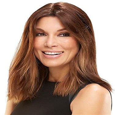 Easihair EasiPart HD 18" Length Topper Color 24B18S8 Shaded Mocha- Heat Friendly Hairpiece Synthetic Clip In 1 Piece Volumizer Monofilament 2.75x5 Base Bundle Hairloss Booklet
