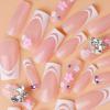 FRUJCDKI Long Press On Nails Square French Fake Nails Full Cover Butterfly Floral White French Acrylic False Nails for Women and Girls 24PCS view 2