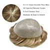 Hair Piece for Men Full Poly Skin Hair System for Men Toupee Human Hair Replacement System Mens Hairpieces Protesis Capilar 18# MEDIUM BLONDE 120% density 7x9 view 3