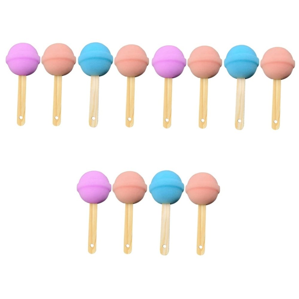 Healeved 12pcs Reusable Bath Sponge Lollipop-Shaped High-Density Scrubber for Gentle Exfoliation for Boys and Girls and Adults Lightweight and Convenient for Daily Use