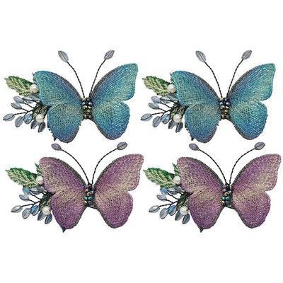 FOMIYES 4pcs Embroidered Butterfly Hair Clip Wedding Hair Pieces for Brides Korean Hair Clips Wedding Headpiece for Bride Barrettes for Women Butterflies Crystal Hairpins Girls Hairpin