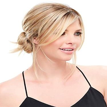 EasiHair EasiFringe HD Bangs Color 31/26 Maple Syrup - Face Framing 8-12" Length Clip In Hairpiece Fringe Heat Friendly Synthetic 1 Piece Monofilament 6.25x3.25" Base Bundle Hairloss Booklet